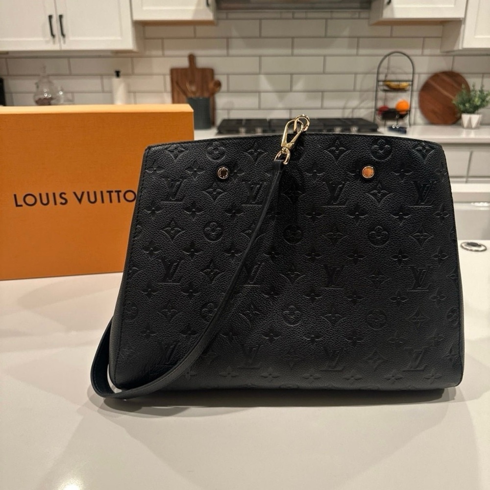 Louis Vuitton Black Calfskin Montaigne Empriente MM